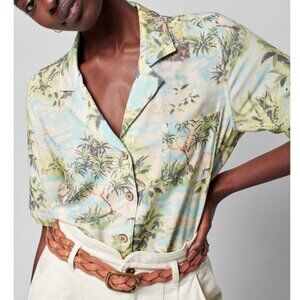 Faherty Oahu Breeze Top Hawaiian Button-Up Shirt Tropical Short Sleeve Womens XL